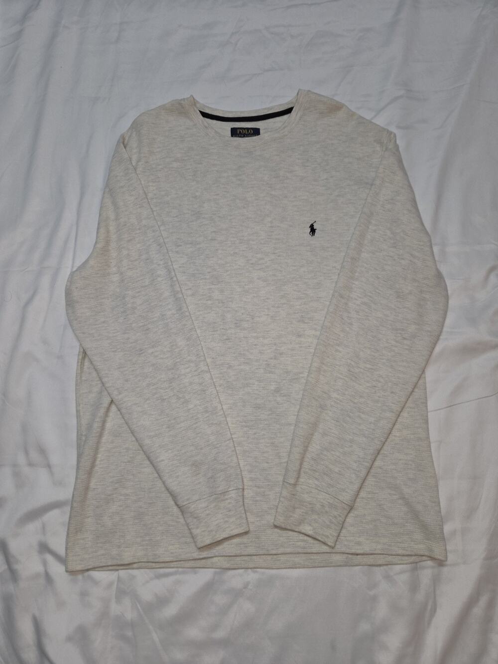 Polo Ralph Lauren Men's XL White Waffle Knit Thermal Pullover Sweater